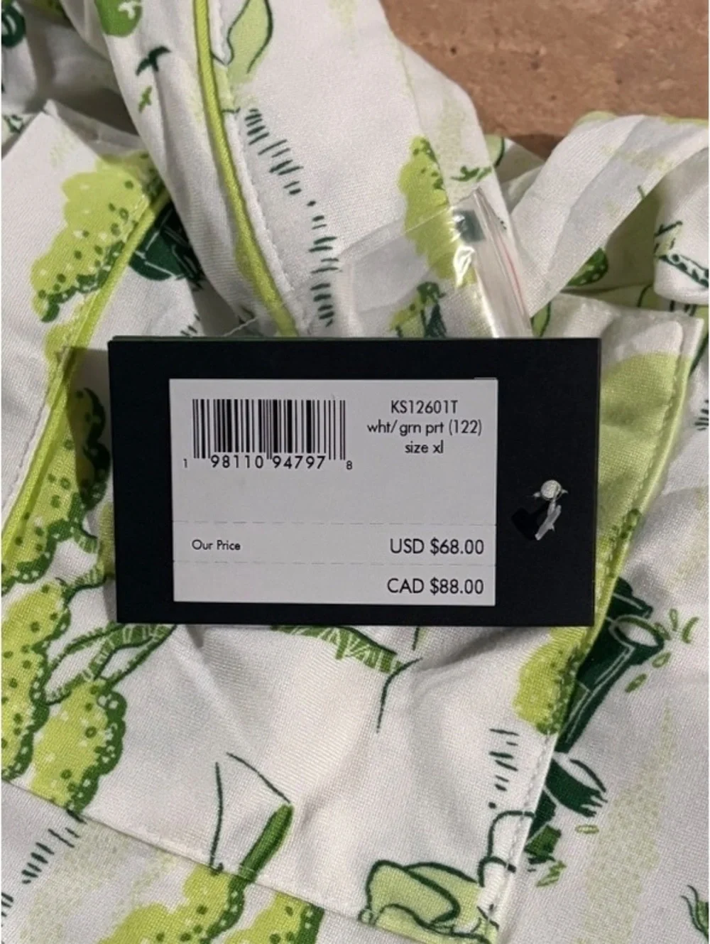 Kate Spade New York Green and White Safari Print 2-Piece Pajama Set Size XL